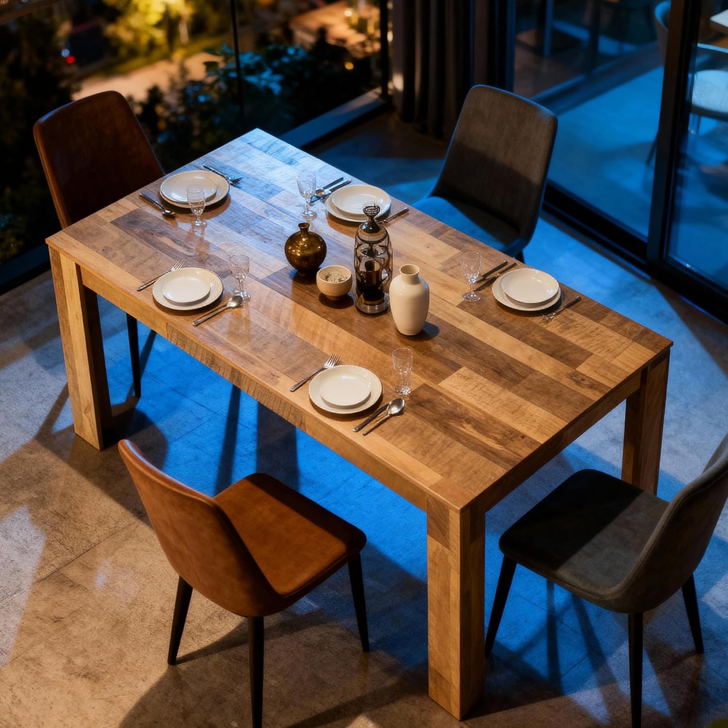 6ft Kitchen Dining Room Table for 6 8, Large Farmhouse Dinner Table, Wood Rectangular Long Tables for Big Family, Waterproof & Scratch Resistant (Brown)